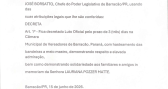 Câmara de Barracão decreta luto oficial de três dias pelo falecimento de Lauriana Pozzer Matte